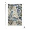 Homeroots 6 x 9 ft. Gray & Blue Leaves Indoor & Outdoor Area Rug 384873